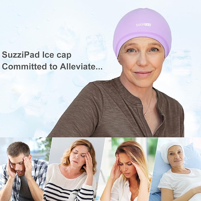 SUZZIPAD Chemo Cooling Cap, Cold Caps for Chemo, Cooling Cap for Chemotherapy for Head Discomfort, Chemotherapy Care for Women and Men, Pruple