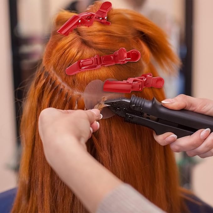 30 Pack Red Alligator Hair Clips for Styling Sectioning Large Salon Pro Hair Clips for Barber Hair Coloring, Cutting, Sectioning Big Gator Clips Hair Styling Accessories for Women Men