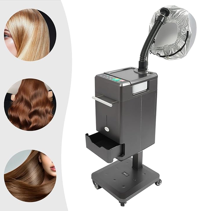 Nano Steamer for Hair, 500w Micro Mist Salon Treatment Hair Steamer Machine, Professional Nano Hair Steamer Machine Color Processor Beauty Salon Nano Hair Steamer with Hose Attachment, Caps