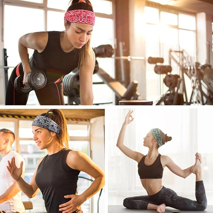 DRESHOW Yoga Sports Headbands for Women Elastic Non-Slip Headbands Workout Running Hair Bands 6 Pack