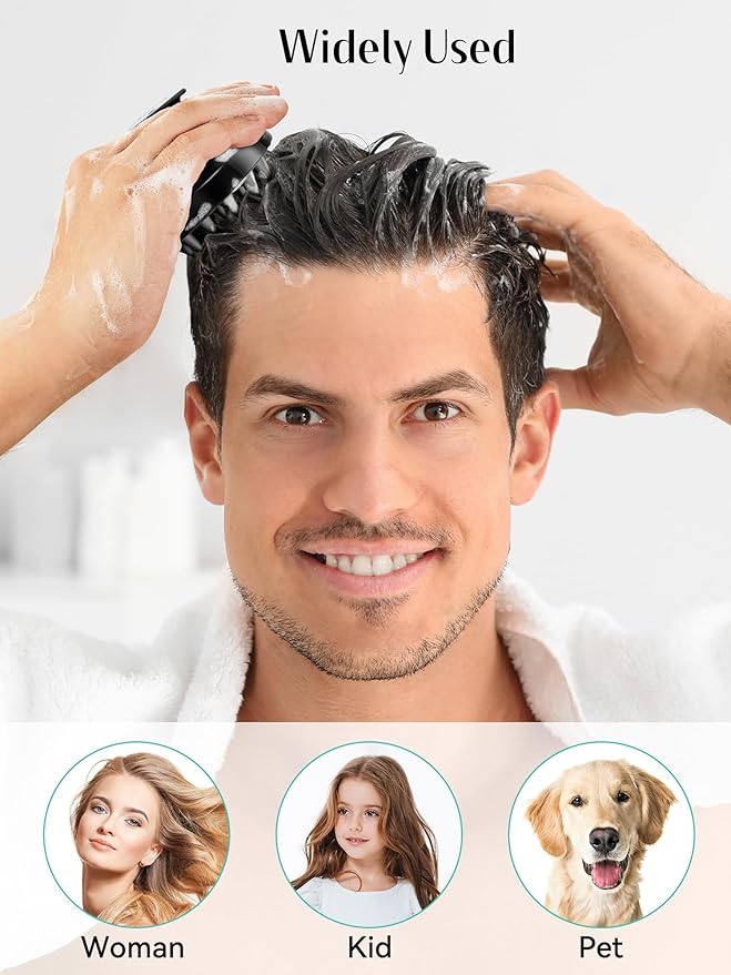 HEETA Scalp Massager Hair Growth 2-Pack, Soft Silicone Scalp Scrubber Shampoo Brush for Exfoliation Dandruff Removal Head Massage Stress Relax, Wet & Dry Use for Women Men Thick Thin Curly Hair Care
