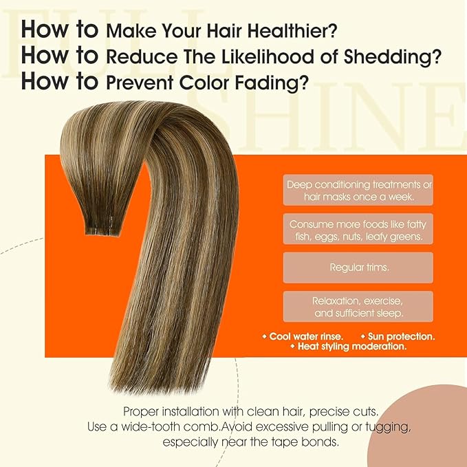 Full Shine Balayage Tape in Hair Extensions Color 4 Medium Brown Ombre 24 Blonde And 4 Injection Tape in Extensions Seamless Skin Weft Travel Friendly Styling for Hair loss Coverage 16Inch 40G 20Pcs