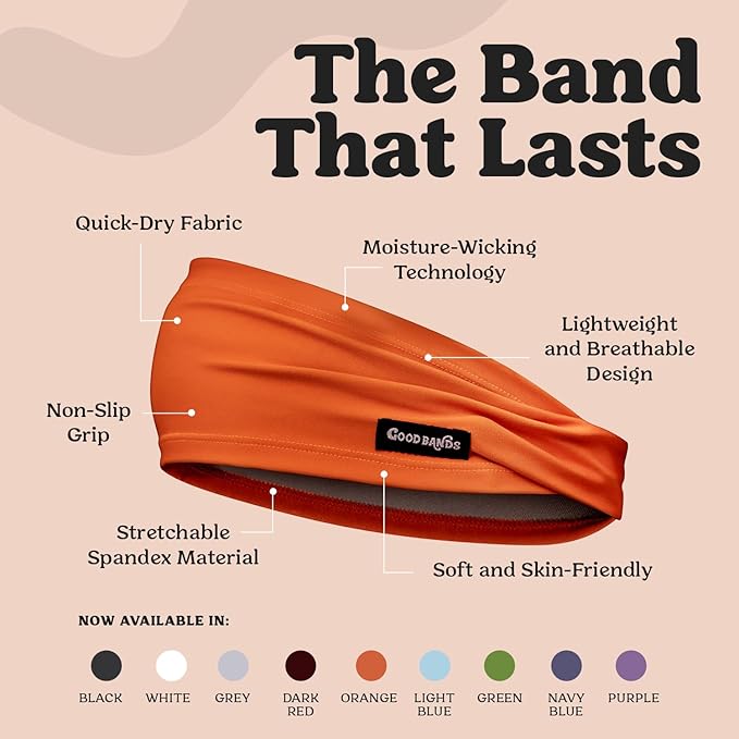 Sweatband for Men and Women - Unisex Non Slip Headband That Wicks Moisture and Eliminates Excess Sweat - Durable & Long-Lasting - Running, Sports, Gym