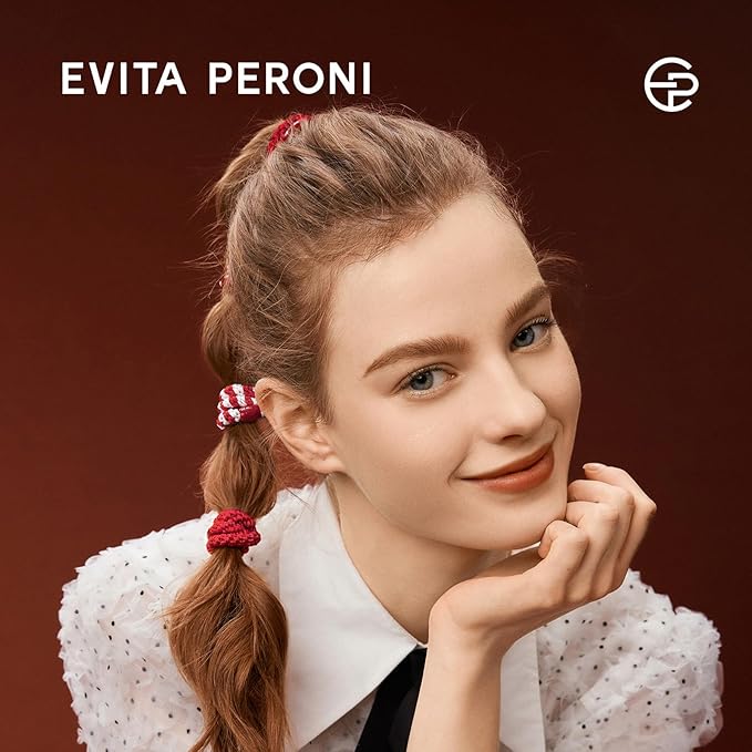 EVITA PERONI 12 Pcs Hair Ties, High Elastic Ponytail Holders, Hair Ties No Damage for Thick Curly Hair Women Men (Berry Coulis)