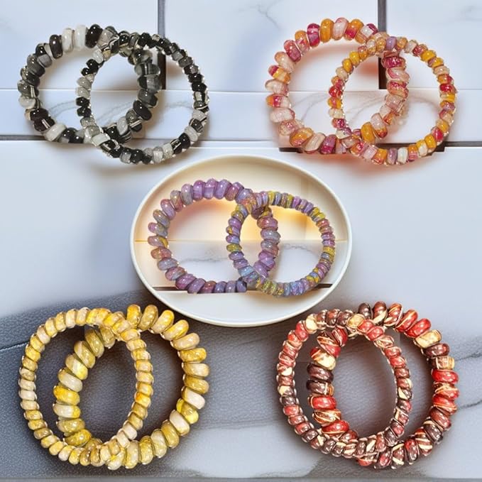 Spiral Coil Hair Ties for Women - No Damage Elastic Hair, Stretchy Phone Cord Hair Bands for Thin & Thick Hair 10-Pack, Assorted Colors -Gifts for Family Member and friends Women SP-6