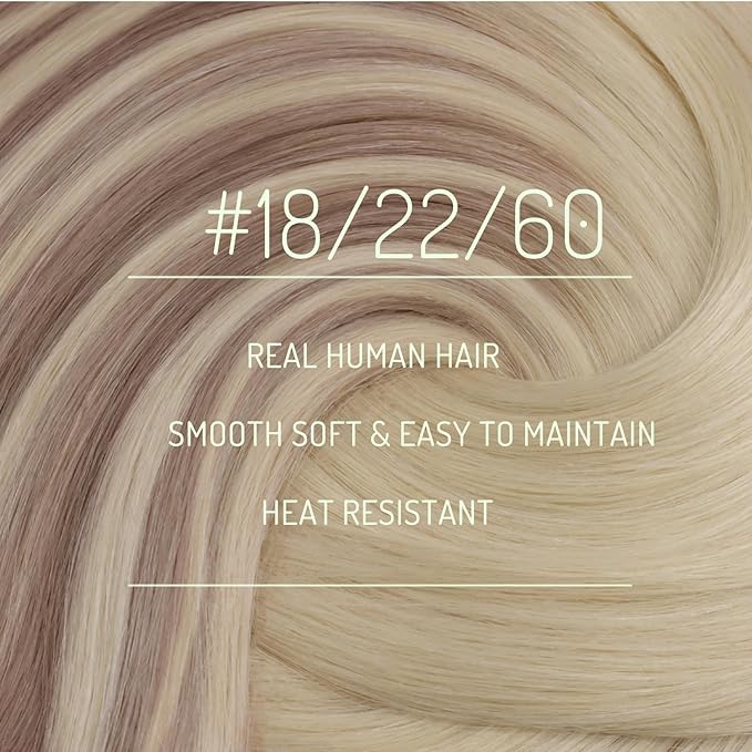 RUNATURE Balayage Clip in Hair Extensions, Natural Remy Thick Hair for Women, Double Weft Real Human Hair Extensions Clip Ins, 14 Inch 120g 7pcs #18/22/60 Ash Blonde Ombre to Bleach Blonde