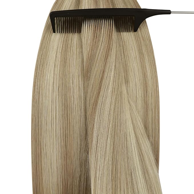 YoungSee Nano Ring Hair Extensions Blonde Nano Beads Hair Extensions Warm Ash Blonde Highlights Bleach Blond Nano-Ring Human Hair Extension 18Inch Nano-Tip Hair Extension 1g/s 50s 50g