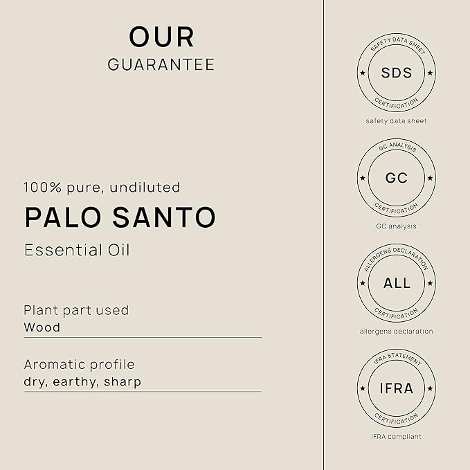 VINEVIDA Palo Santo Essential Oil - Undiluted, 10 mL - DIY Candle Scents, Safe for Skin