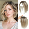 Hair Toppers for Women Real Human Hair Topper for Women with No Bangs Hairpieces Comfortable and Breathable 10 Inch Swiss Base 3D 360°Cover (Ombre Light Brown with Blond Highlight, 10 Inch-3D-Side)