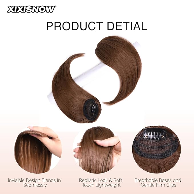 2 Pcs Short Clip In Hair Extensions 8 Inch Heat Resistant Easy Hair Pieces Thick Synthetic Hair Extensions Clip in Adding Extra Volume Hairs Volumizer for Women With Thin & Fine Ginger Brown