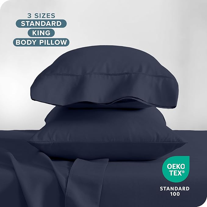 Bare Home Premium 1800 Ultra-Soft Microfiber Pillowcase Set - Double Brushed - Hypoallergenic - Wrinkle Resistant (Standard Pillowcase Set of 2, Midnight Blue)