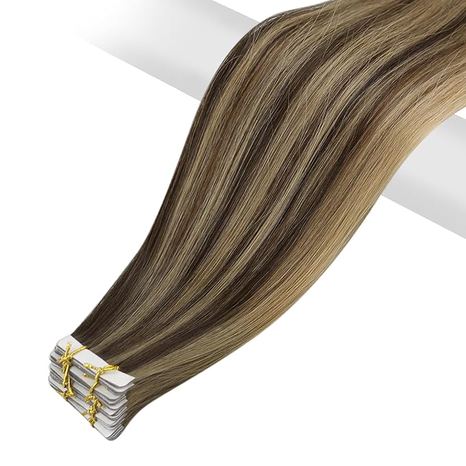 Full Shine Injection Tape in Extensions Real Human Hair 18 Inch Color BM Virgin Tape in Hair Extensions Seamless Skin Weft Invisible Human Hair Tapes in Extensions 12.5G 5Pcs for Women