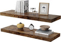 Large Floating Shelves for Wall Set of 2 Wooden Wall Shelves 36 in x 12.75 in x 2 in Room Decor Long Shelf with Invisible Wall Mount Bracket for Bedroom Kitchen Living Room Rustic Brown