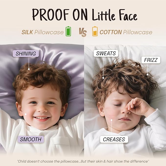 OLESILK 100% Mulberry Silk Toddler Pillowcase for Hair and Skin, Both Sides 19 Momme Pure Natural Silk Travel Pillow Cases with Hidden Zipper, 13"x 18", Navy