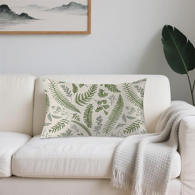 Satin Pillowcase 1 Pack-Leaves Herbs and Wildflowers Eucalyptus Silky Pillow Cover for Hair and Skin,King Size 20x36 Inch Soft Cooling Printed Pillow Cases with Hidden Zipper,Gifts for Women Men