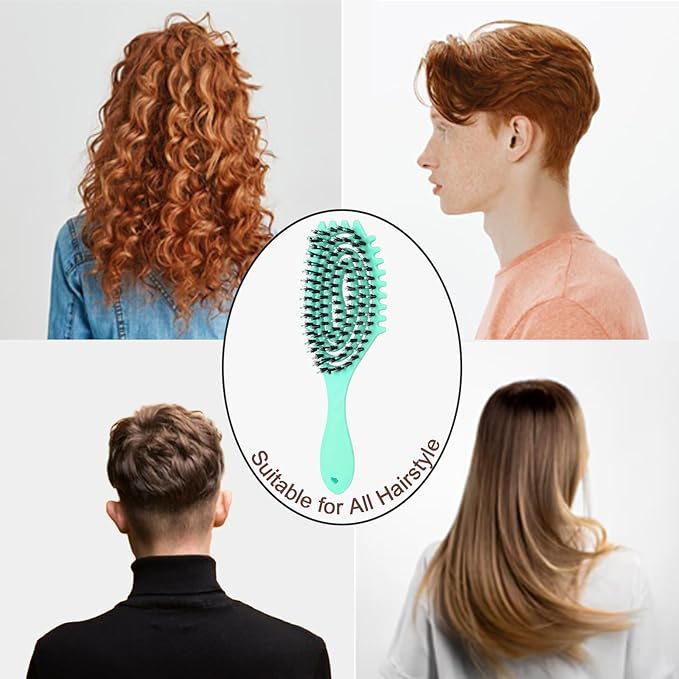 Curly Defining Brush, 1-Pack Vented Hair Brushes Blow Dry and Wet Detangling Curly Styling Hair Brush (Light Green)