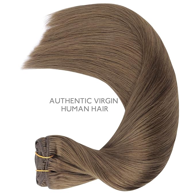 WENNALIFE Clip in Hair Extensions, 150g 20 Inch 9pcs Light Ash Brown Human Hair Extensions Thicker Clip in Hair Extensions Real Human Hair Clip Set Double Weft