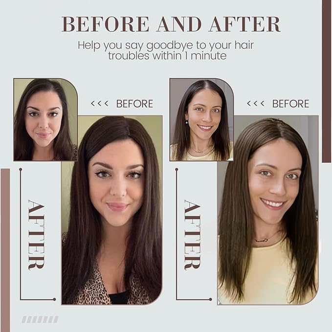 Hair Toppers for Women Real Human Hair, 360° 3D Human with Thinning Upgrade Middle Part Clip in Bangs Topper Hair Pieces for Women Daily(Medium Brown, 18 Inch-3D-Side)