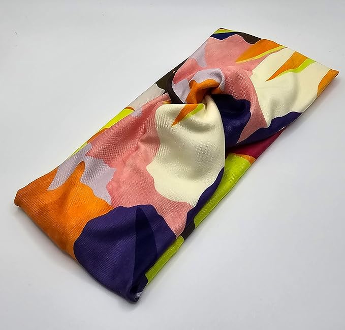 Soft Stretchy Headband, 3-in-1 Versatile Twist Style, One-Piece (Abstract Floral Neons, Child)