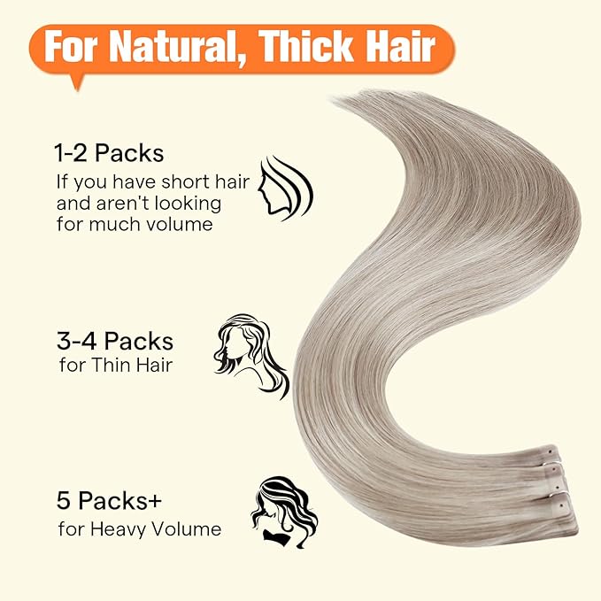 Full Shine Tape ins Human Hair Extensions 20PCS 18 Ash Blonde 613 Highlight Blonde 50G 22INCH Tape in Extensions Tape in with Holes No Glue No Clips for Daily Wear PU Hair Extension