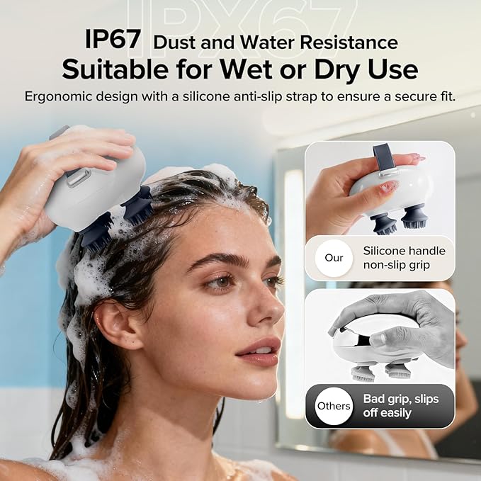 Scalp Massager, Head Massager Scalp, Tangle Resistant Design, 3 Massage Speed, Portable Head Massager, Hair Massagers with 12 Detachable Claws A Ideal Gift for Your Wife, Mom, Husband, Dad