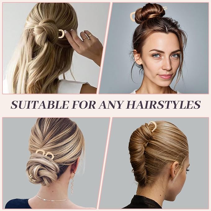 2PCS 4.2Inch French Hair Pins U-Shaped Pins for Women and Girls Fashion Metal Hair Pin French Twist Hair Pins for Buns, Updos,Stylish and Functional(set1-gold)
