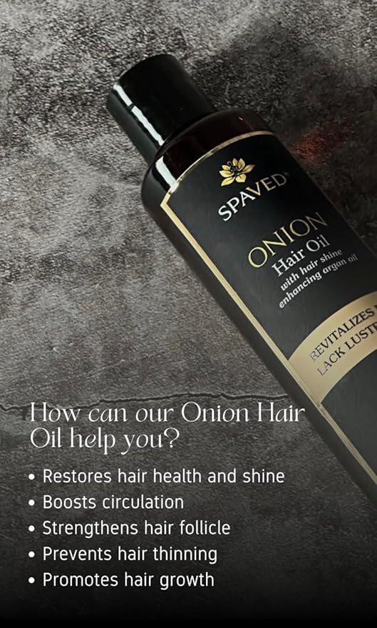 Onion Hair Oil with Rosemary & Argan – Natural Hair Oil for Hair Growth, Dandruff & Itchy Scalp – Vitamin E, Jojoba Oil – Sulfate-Free, Paraben-Free – 6.76 fl oz