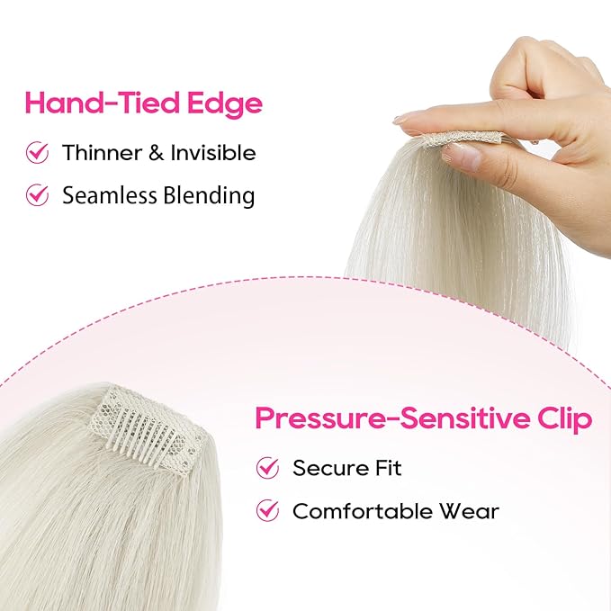REECHO Clip in Hair Volumizer, 2PCS 6 inch Short Thick Clip in Hairpieces Adding Extra Volume Hair Extensions for Women (Platinum Blonde)