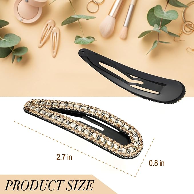 2PCS Rhinestone Hair Clips,Snap Hair Accessories,Decorative Hair Clips,Rhinestone Barrettes For Women Girls(SET15)