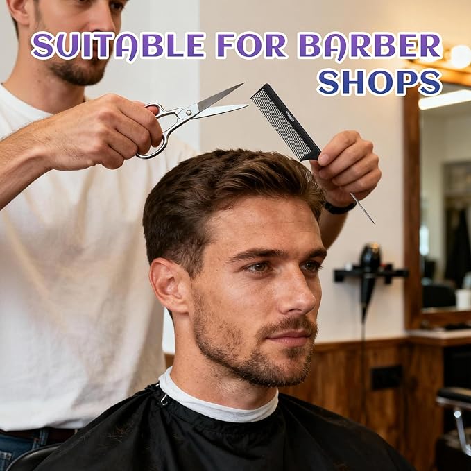 2Pcs Combs for Women and Men，Professional Black Carbon Fiber Teasing Comb，Combs for Hair Stylist, Fine and Wide Tooth Styling Comb for All Hair Types（Style 2）
