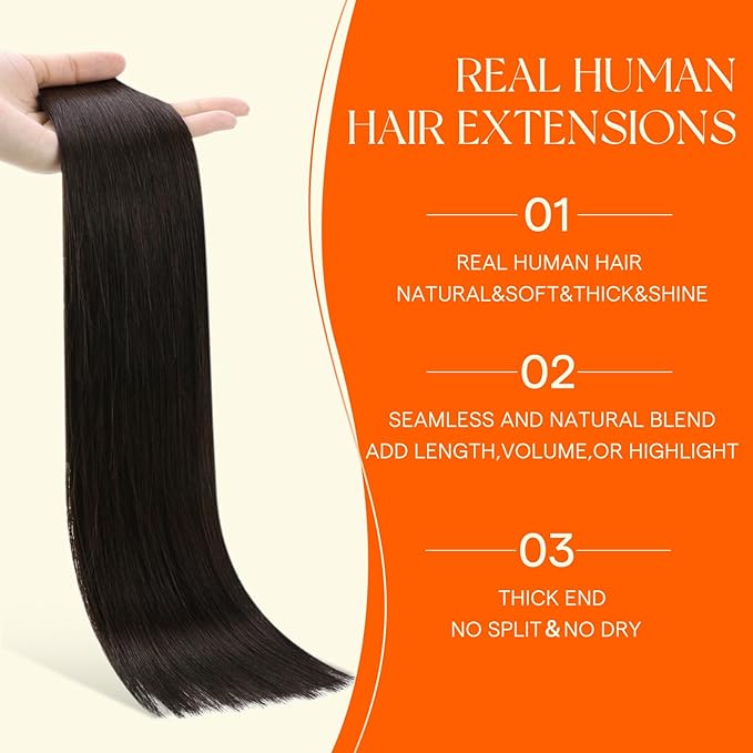Full Shine Injection Tape in Hair Extensions Color 2 Dark Brown Seamless Machine Remy Double Sided Tape in Extensions Human Hair 16 Inch Natural Skin Weft for Women Add Volume 20 Pcs 40 Grams