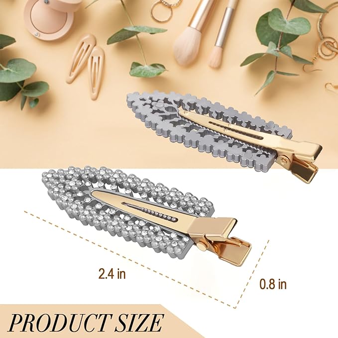2PCS Rhinestone Hair Clips,Snap Hair Accessories,Decorative Hair Clips,Rhinestone Barrettes For Women Girls(SET21)