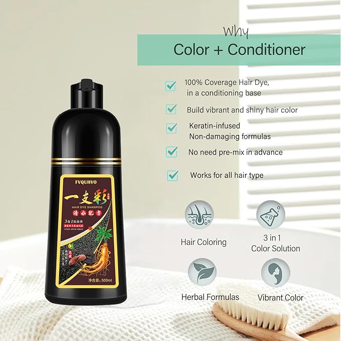 Fvquhvo Blonde Brown Hair Dye Shampoo, Hair Color Shampoo for Women Men, Colors in Minutes, Long Lasting Brown Hair Dye, Champu Para Pintar el Cabello, Easy to Use 16.90 Fl Oz