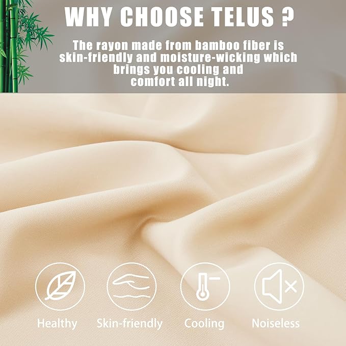 Pillow Cases King Size 2 Pack, Bamboo Rayon Cooling Pillowcases with Envelope Closure, Cool Breathable Pillow Case for Hot Sleepers & Night Sweats, 20x40 inches, Khaki