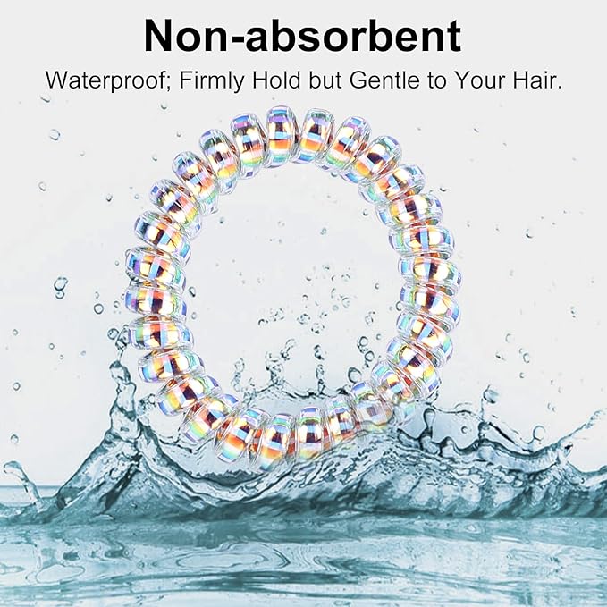 JessLab Spiral Hair Ties for Women, 10-Pack Traceless No-Damage Ponytail Holders, Coils Hair Bands for Girls, Assorted Colors