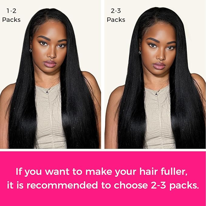 Lashey Yaki Straight Clip in Hair Extensions Real Human Hair #1 Jet Black Seamless Clip in Hair Extension Human Hair 7Pcs 110g 20 Inch PU Weft Natural Hair for Women