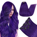RUNATURE Purple Clip in Hair Extensions Human Hair 18 Inch 70g Full Head Colored Purple Hair Extensions Clip Ins for Women Real Remy Hair Double Weft Fashion Color