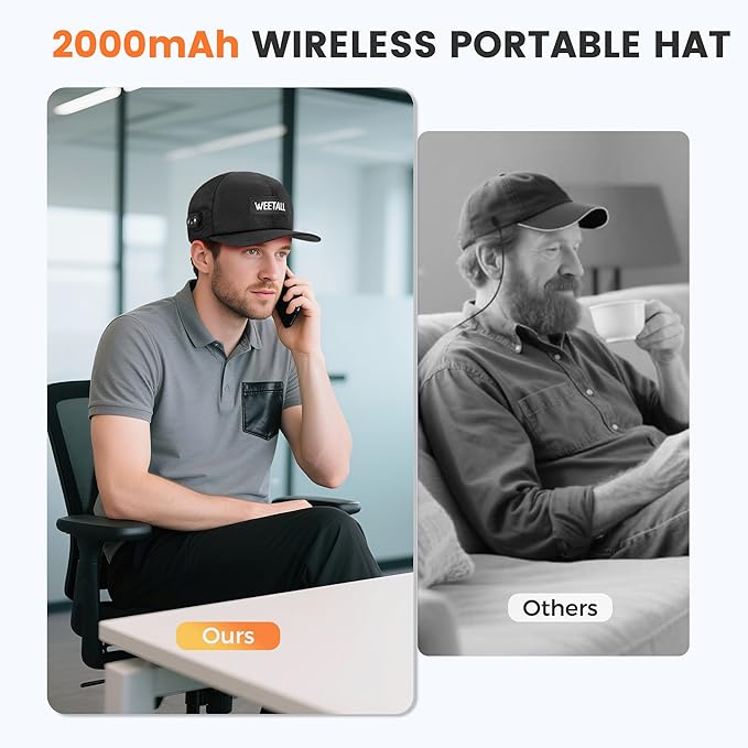 Red Light Therapy for Hair Growth: Cordless Red Light Heating Cap with 2000mAh Rechargeable Battery, Portable Care Tool for Home Use for Men & Women