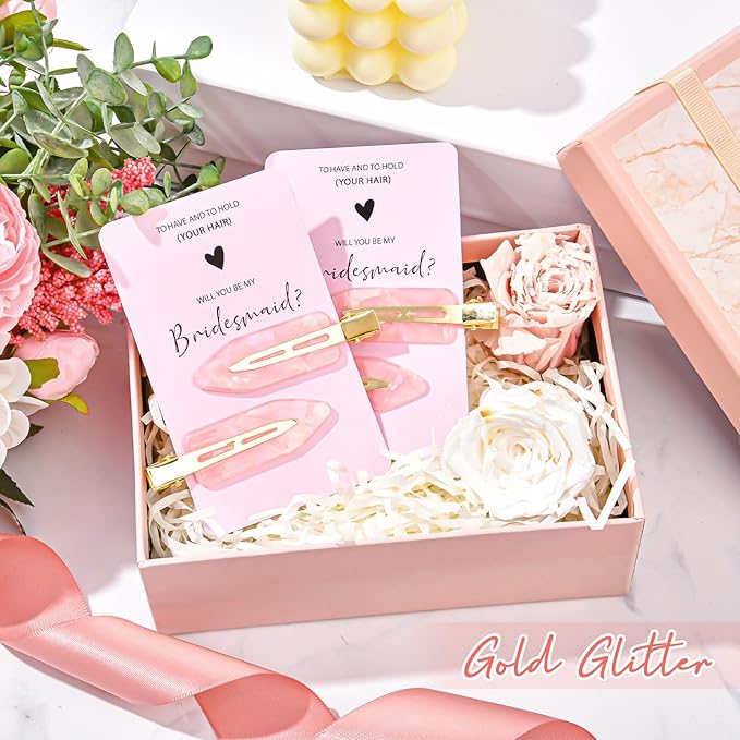 20PCS Bridesmaid Hair Clips - No Bend, Light Pink Hair Clips for Bride, Women & Girls (20Pcs/10Cards)
