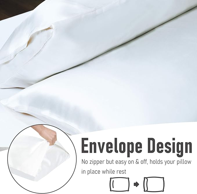 Tyfitb Satin Pillowcase Set for Hair & Skin Care – Cooling, Hypoallergenic, Anti-Frizz, Wrinkle-Free – Soft, Luxurious Pillowcases with Envelope Closure – 2-Pack, King Size 20x36, Gift-Ready
