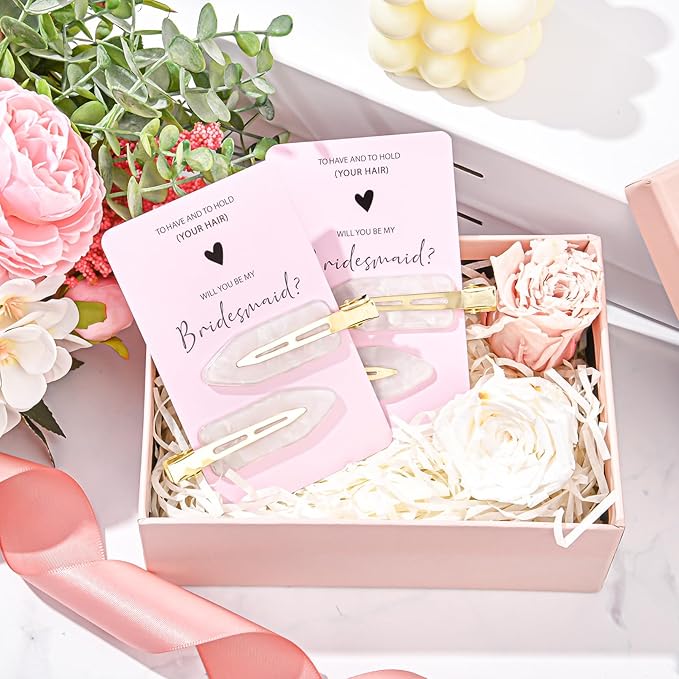 20PCS Bridesmaid Hair Clips - No Bend, Creaseless White Hair Clips for Bride, Women & Girls (20Pcs/10Cards)