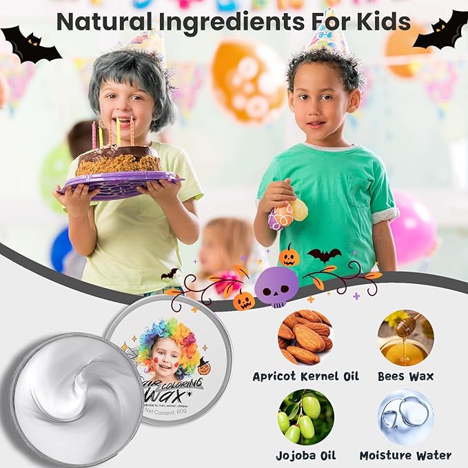 Temporary Silver Gray Hair Color Wax for Kids, Women Men Colored Hair Styling Mud, Girl Boy Teens Washable Gray Style Dye, DIY Instant Hair Coloring Gel Cream for Cosplay Halloween Children's Day