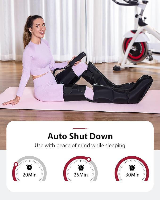 CINCOM Leg Massager for Circulation and Pain Relief, Air Compression 3 in 1 Leg Massager for Foot Calf & Thigh, Leg Compression Boots for Recovery, Edema, RLS Relief