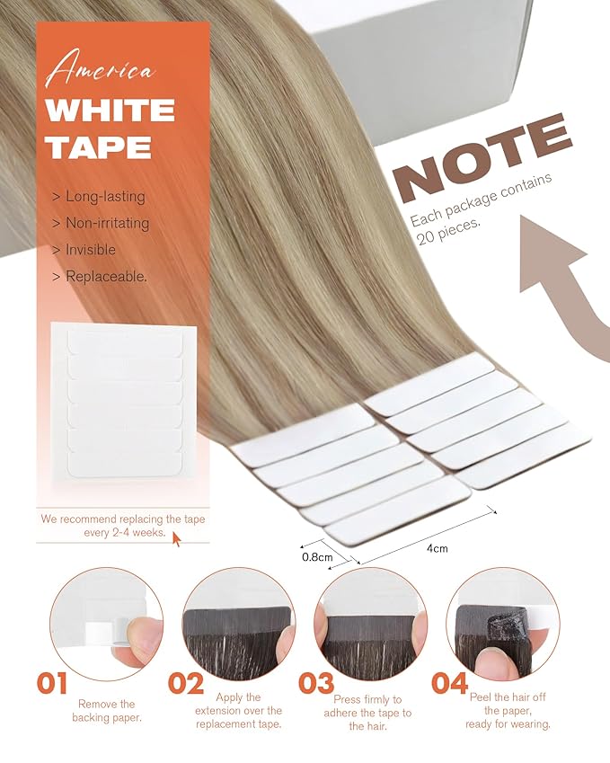 Sunny Hair Tape in Hair Extensions Human Hair, Blonde Hair Extensions Tape in Highlight Blonde Human Hair Tape in Extensions 12 inch 30G