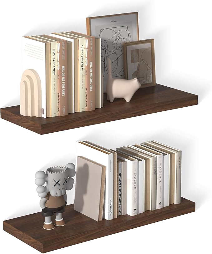 12 Inch Deep Floating Shelves for Wall 2 Pack Floating Shelves Large Storage Space Wall Mount Shelf for Living Room Kitchen Bathroom 30" W x 12" D x 1.2" H Rustic Brown
