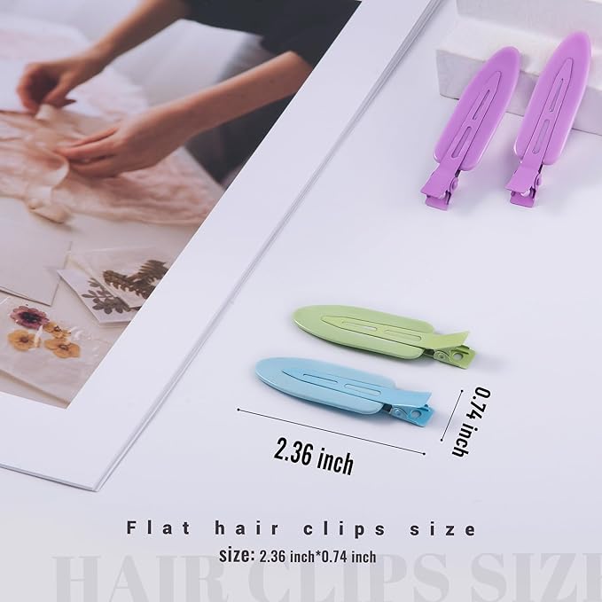 10 Pcs Creaseless No Crease No Bend Flat Hair Clips For Styling Non Slip Makeup Clips For Women Salon Hairstyle,Yellow Purple Beige Blue Green