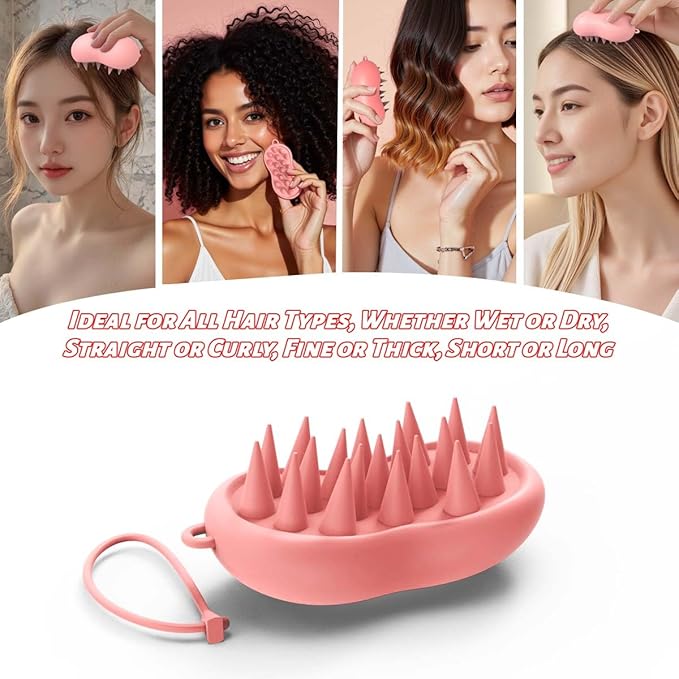 Silicone Scalp Massager Shampoo Brush – Ergonomic, Waterproof Scalp Scrubber for Hair Growth & Dandruff Removal – Ideal for Wet & Dry Hair Care