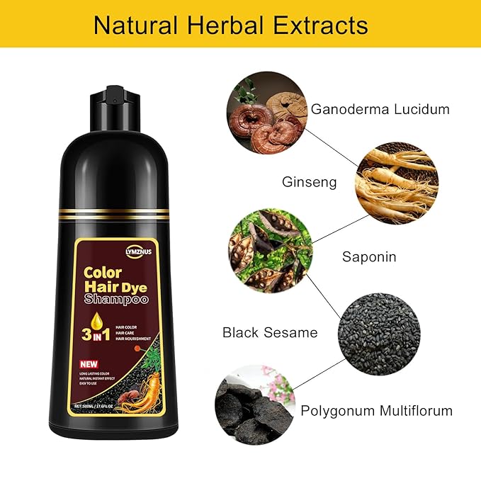 Light Brown Hair Dye Shampoo for Women Men, Natural Brown Hair Color Shampoo 3 In 1, Instant Light Brown Hair Dye Colors in Minutes, Herbal Ingredients Shampoo Hair Dye 500ml