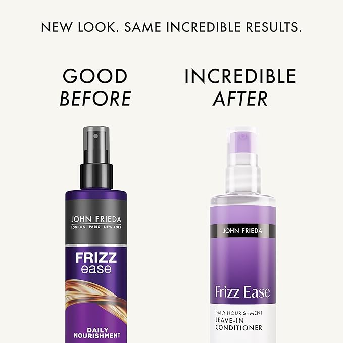 John Frieda Frizz Ease Daily Nourishment Leave-In Conditioner, Detangles Frizzy, Damaged Hair, Reduces Breakage, Protects Against Heat, with Vitamins A, C, E & Green Tea Extract, 8 Oz, Pack of 2