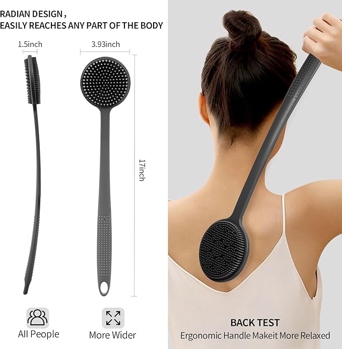 Back Scratcher, 2PackGifts for Men Back Scratcher ， 2025 New Back Scratcher with 2 Silicone Scratch Surface, Deep Back Scratcher for Men/Women, Long Handle Backscratchers for Adults